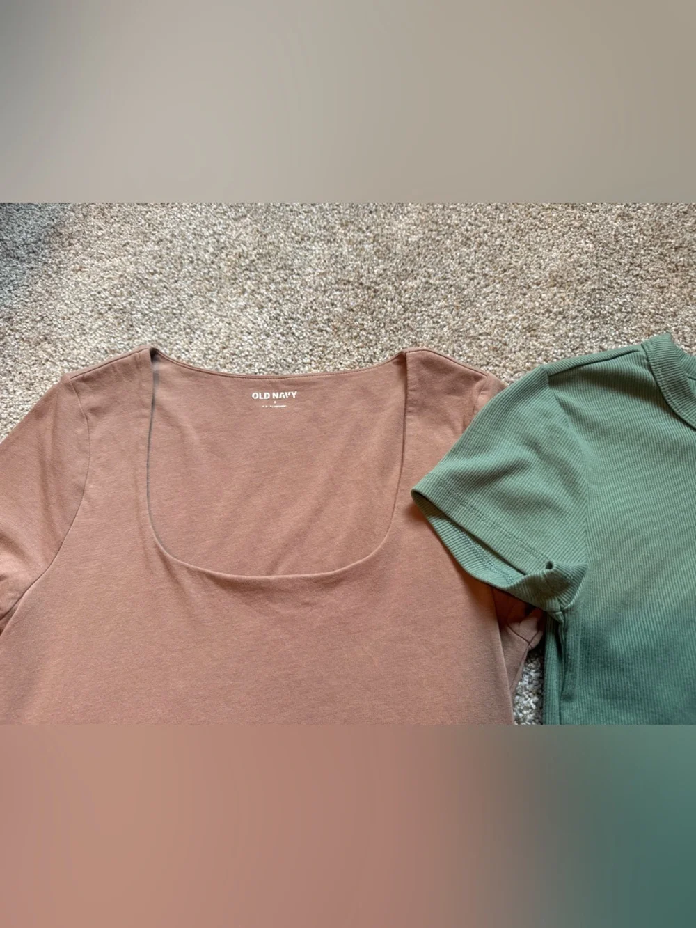Old Navy Set of Three Basic Tees in Tan, Sage, and Charcoal